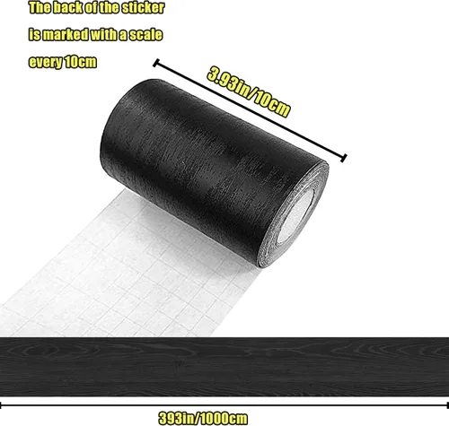 Miniatura 4 de Papel tapiz autoadhesivo de PVC con vetas de madera negra, impermeable y removible, borde decorativo para pared de cocina o baño, 4.2 x 390 pulgadas