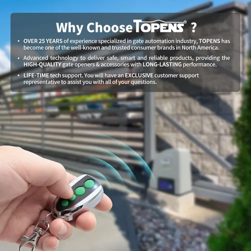 Miniatura 6 de TOPENS M12 - Transmisor de 4 botones con control remoto para abridor automático de puerta corredera oscilante, paquete de 2 unidades, transmisor