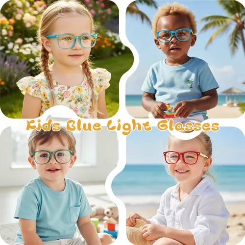 Miniatura 4 de Lentes de bloqueo de luz azul para niños y niñas, TR90, irrompibles, antirreflejos, UV400 de 2 a 18 años