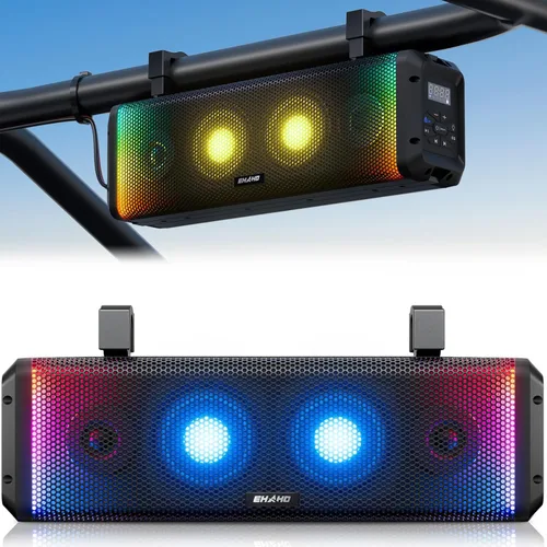 Ehaho - Barra de sonido UTV de 17 pulgadas, IP66 impermeable Bluetooth barra de sonido para carrito de golf, barra de sonido ATV con iluminación