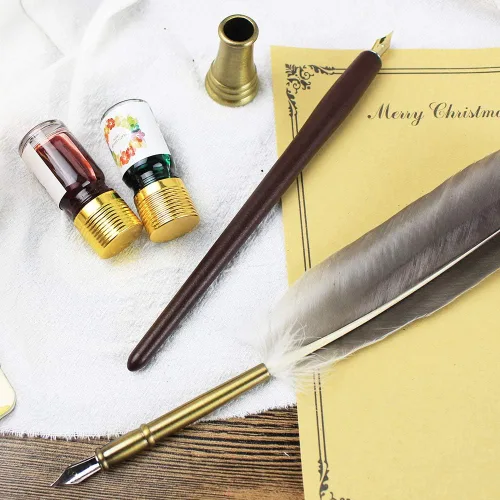 Miniatura 5 de GIFTS - Juego de bolígrafos de caligrafía, kit de 12 piezas, 5 puntas y 5 tintas, bolígrafo de escritura, juego de bolígrafos Anitque Dip
