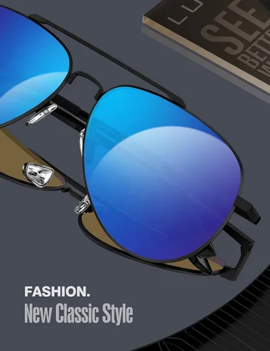 Miniatura 14 de LUENX, Aviator - Gafas de sol polarizadas, para hombres y mujeres, protección UV 400, con funda 60MM