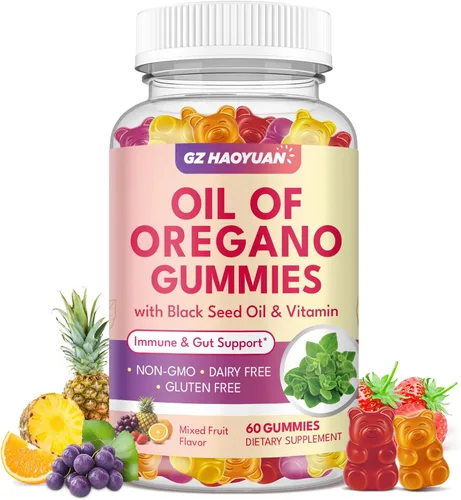 Miniatura 9 de Gomitas de aceite de orégano con aceite de semilla negra + vitamina D3, aceite de orégano orgánico de alto carvacrol, apoyo inmunológico