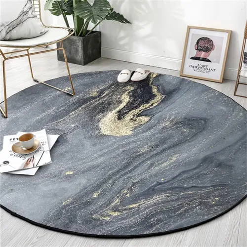 Miniatura 31 de Tapete redondo de mármol verde esmeralda, lavable, pequeño círculo, para dormitorio, sala de estar, alfombra moderna abstracta circular, 2 pies