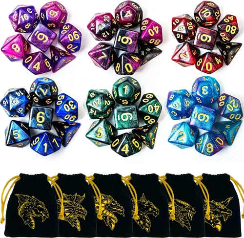 Miniatura 11 de DND Conjunto de Dados 42 Pzs Dados Poliédricos Dungeons and Dragons de Rodamiento para Juegos de Mesa D&D RPG MTG Dados al Por Mayor con Bolsas