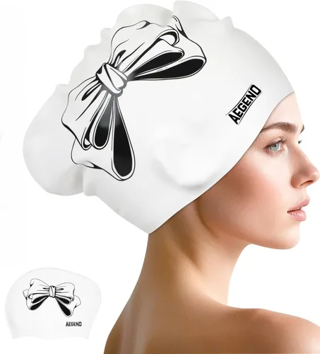 Miniatura 16 de Aegend - Gorros de natación para cabello largo, gorras de natación de silicona duraderas para mujeres, hombres, adultos, jóvenes, fáciles de poner