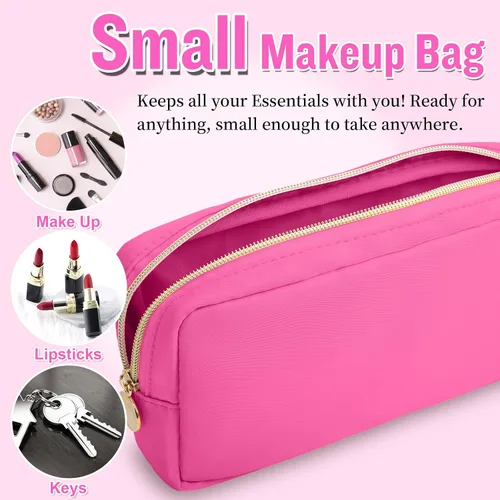 Miniatura 4 de Bolsa de maquillaje pequeña de nailon para bolso, bonita bolsa de maquillaje preparada, bolsa de cosméticos con cremallera, bolsa de aseo portátil
