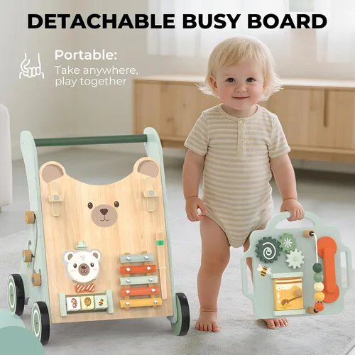Miniatura 3 de WOODMAM Andador de madera para bebé, Andador de bebé ajustable para empujar para niños de 1 año, Andador Montessori 10 en 1 para niños y niñas