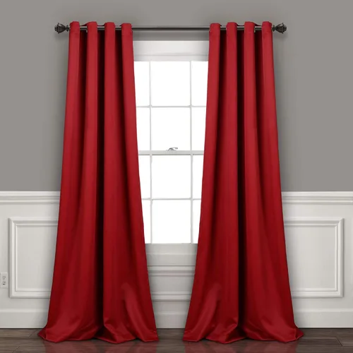 Lush Decor - Paneles de cortina opaca con aislamiento con ojales, par, 52 pulgadas de ancho x 95 pulgadas de largo, color rojo