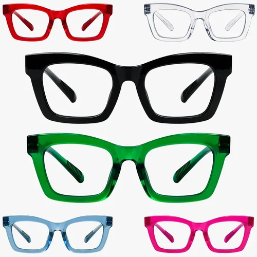 Miniatura 8 de BLUELESS Gafas de lectura de gran tamaño para hombre, bisagras de resorte sin tornillos, paquete de 6 lectores para cara ancha