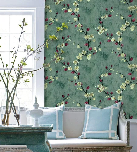 Miniatura 2 de J836 - Papel tapiz floral para despegar y pegar, de vinilo removible, autoadhesivo, para decoración de paredes, encimeras de muebles, 17.7 x 9.8