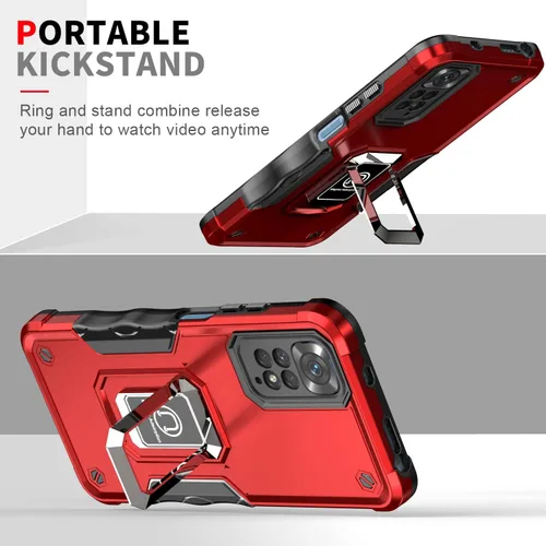 Miniatura 3 de Funda diseñada para Xiaomi Redmi Note 11 Pro con soporte giratorio, cubierta de cámara a prueba de caídas, protección de lente Shiled, funda