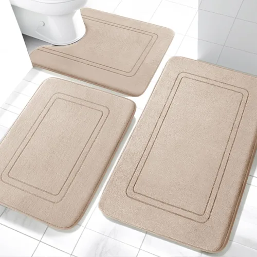Miniatura 23 de YIHOUSE Juego de alfombras de baño de espuma viscoelástica, juego de 2 piezas, tapetes de baño antideslizantes para baño, juego de alfombras de baño