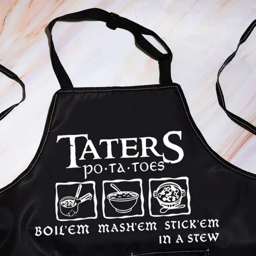 Miniatura 3 de WZMPA Divertido delantal de cocina Taters Patatas Hervir 'Em Mash' Em Stick' Em en un delantal ajustable con bolsillos