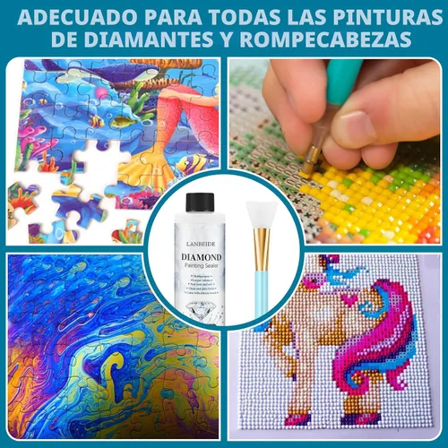 Miniatura 6 de LANBEIDE Sellador de pintura de diamante de 6.8 fl oz con cepillo de silicona, sellador de pegamento para pintura de diamante 5D actualizado