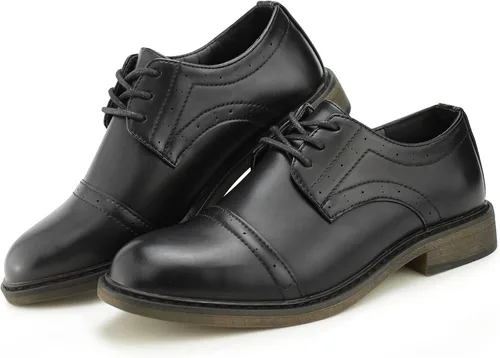 Hawkwell Zapatos de vestir para niños con punta de ala clásicos y formales (niños pequeñosniños grandesjóvenes), 0 Little Kid