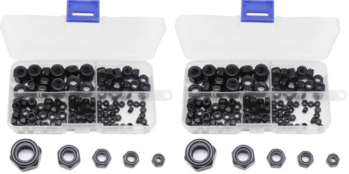 binifiMux Kit surtido de tuercas hexagonales autobloqueantes insertadas de nailon negro, 130 piezas, M3/M4/M5/M6/M8 (paquete de 2)