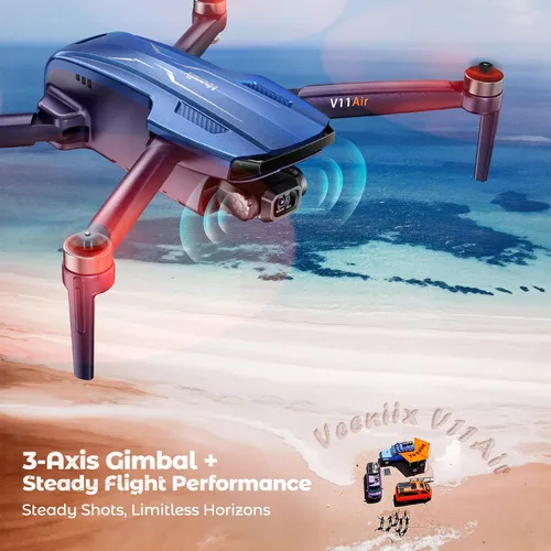 Miniatura 4 de V11Air Drone con cámara UHD 6K para adultos, cardán sin escobillas de 3 ejes, video 4K/30FPS, tiempo de vuelo de 70 minutos con 2 baterías Azul