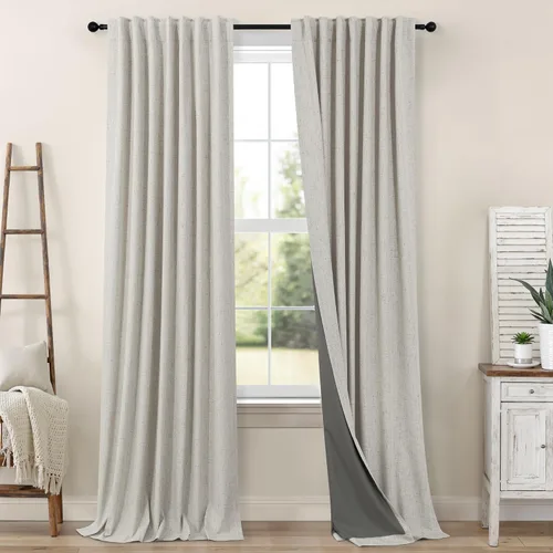 Miniatura 46 de Pitalk Cortinas cortas 100% opacas de lino para cafetería, 40 pulgadas de largo, 2 paneles, cortinas de puerta francesa para ventana, cortina