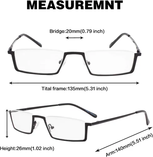Miniatura 6 de GUD Gafas de lectura 3 pares de lentes de lectura de media montura para hombres y mujeres