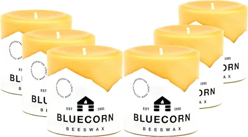 Miniatura 20 de Bluecorn Beeswax Vela de Pilar, 100% Cera de Abejas Natural Pura, Velas 2x3, Combustión Limpia y Sin Goteo, Larga Duración (25 Hr) Sin Parafina