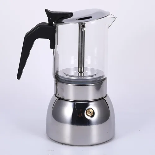 Miniatura 8 de Houkiper Cafetera de café expreso, 4 tazas de acero inoxidable de 6.8 fl oz, cafetera italiana, cafetera de cristal transparente, cafetera moca