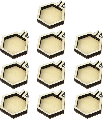 Dnyta 10 PCS Aros Hexagonales Mini Bordados Aros Pequeños de Punto de Cruz Manualidades de Madera para Llavero, Aretes, Joyas, 1.6×1.5 pulgadas