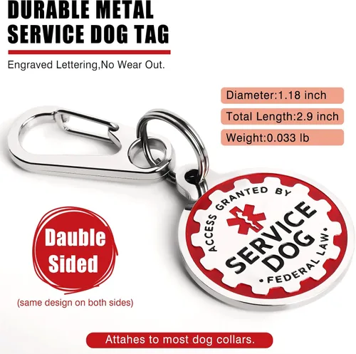 Miniatura 7 de Arnés de chaleco para perro de servicio+Etiqueta de identificación+10 parches, etiqueta de perro de servicio metálica y chaleco reflectante de apoyo