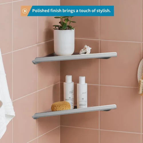 Miniatura 4 de 2 estantes esquineros de acero inoxidable 304 con tornillos, organizador de ducha triangular, soporte de jabón de montaje en pared para baño