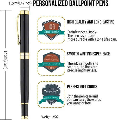 Miniatura 2 de Bolígrafos personalizados, el mejor juego de regalo de bolígrafo para hombres y mujeres, profesional, oficina ejecutiva, bonitos, bolígrafo negro