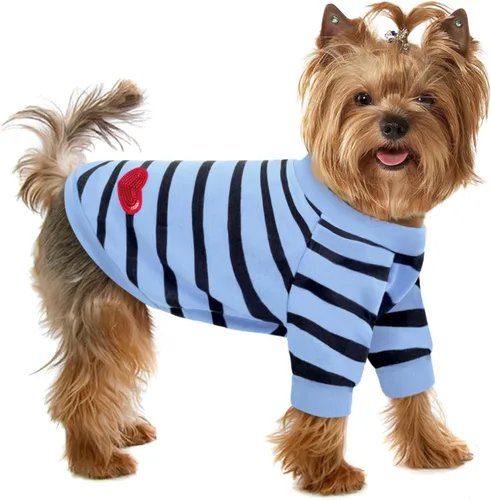 Miniatura 14 de Camiseta a rayas para perros y gatos, chaleco de algodón para primavera, verano, para mascotas, adecuada para mascotas pequeñas y medianas y Amarillo