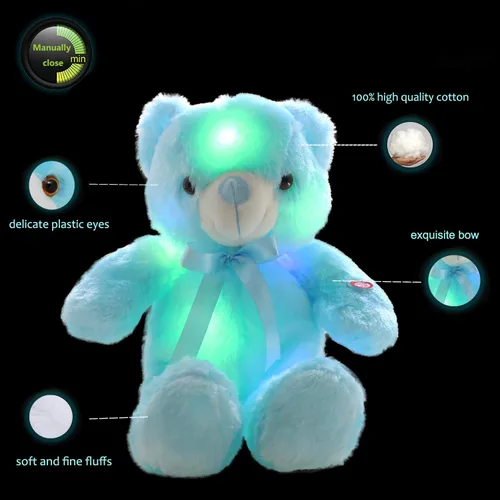 Miniatura 2 de Osos de peluche LED, animales de peluche, lindo oso brillante con luces de peluche, juguetes creativos luminosos de colores para habitación, niños