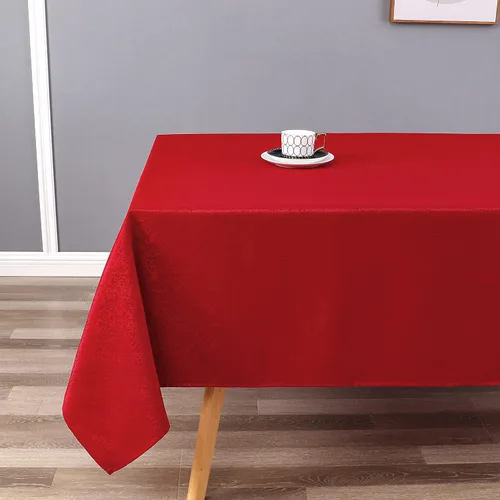 Miniatura 2 de Mantel rectangular de jacquard rojo, diseño exquisito de grano, impermeable y resistente a las arrugas, para fiestas en interiores y exteriores