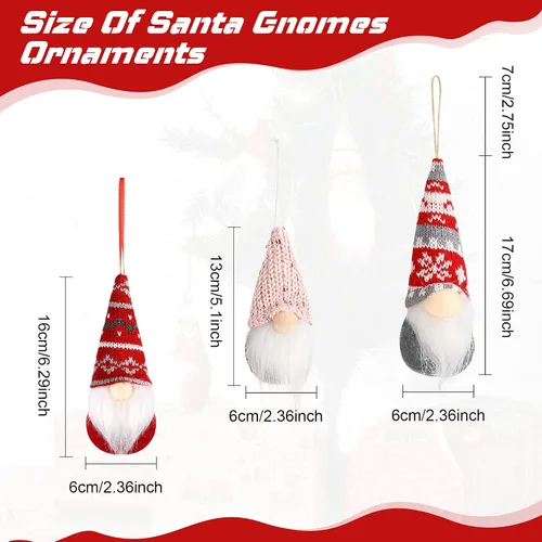 Miniatura 2 de 22 piezas de gnomos para árbol de Navidad, adornos colgantes hechos a mano, gnomos suecos Tomte, gnomos suecos, hechos a mano, gnomos de felpa, Papá