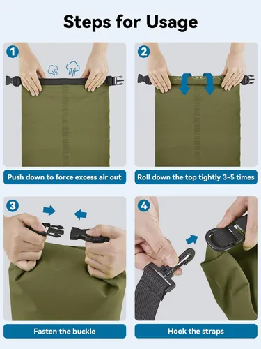 Miniatura 4 de HEETA - Bolsa seca impermeable para mujeres y hombres (versión actualizada) 5 L/10 L/20 L/30 L/40 L, bolsa de almacenamiento seca ligera con parte
