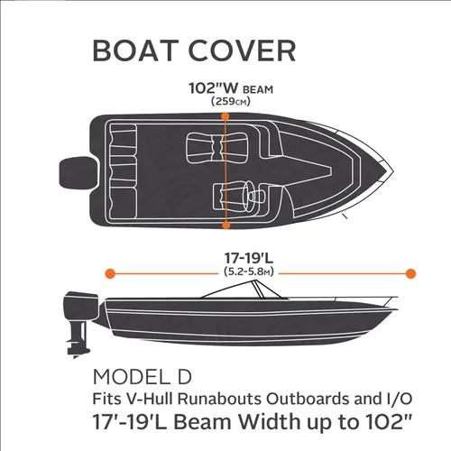 Miniatura 9 de Accesorios clásicos StormPro - Funda resistente para botes, se ajusta a botes de 17 pies - 19 pies de largo x 102 pulgadas de ancho