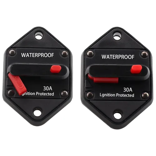 Miniatura 2 de Disyuntor de montaje en panel de 12 V-48 V CC 30A, disyuntor Hi-Amp 30A con reinicio manual y junta para auto, camión, RV, automóvil, marino