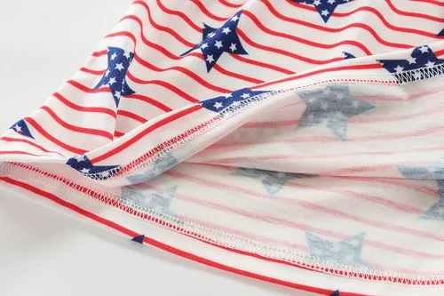 Miniatura 7 de CM-Kid Vestido para niñas del 4 de julio, vestido de verano de bandera estadounidense a rayas y estrellas, ropa patriótica para niños de 2 a 8 años