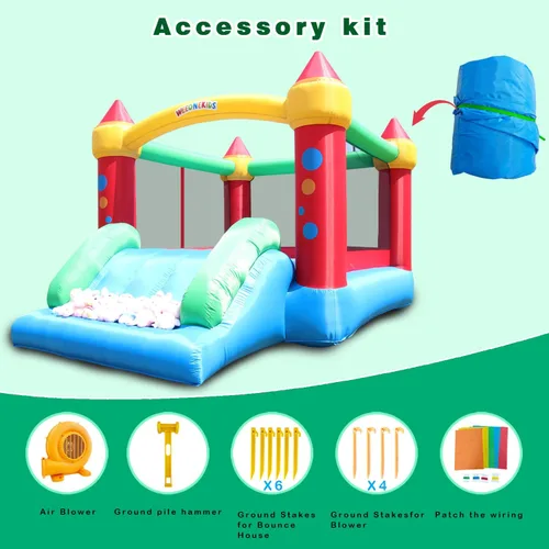 Miniatura 3 de WeeOneKids Casa de Rebote Inflable, Castillo Hinchable con Soplador de Aire y Tobogán, Castillo Familiar Inflable para Patio Trasero