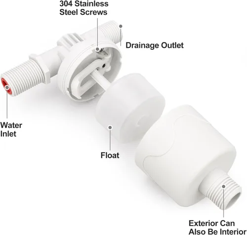 Miniatura 3 de Baomain Válvula de flotador de agua de 1/2 pulgada, entrada lateral, montaje externo, contador automático de nivel de agua para tanque de agua