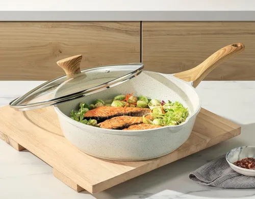 Miniatura 7 de SENSARTE Sartén antiadherente de cerámica para saltear de 10 pulgadas/3.5QT, sartén antiadherente para freír profundamente con tapa, olla jumbo