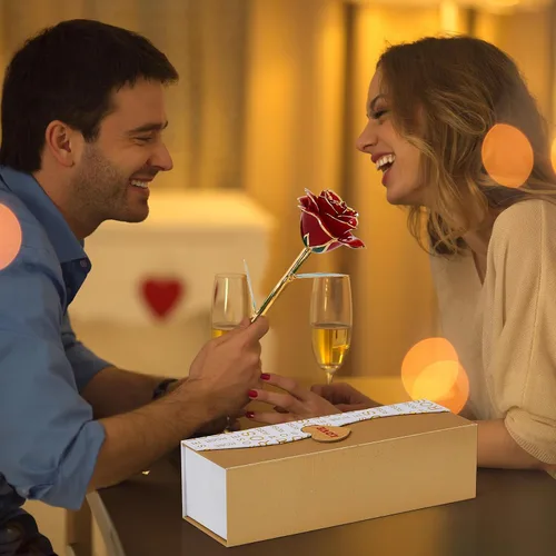 Miniatura 6 de Mikasol Rosa sumergida en oro de 24 quilates preservada para siempre, 1 paquete de flor del infinito decorativa, regalo romántico hecho a mano