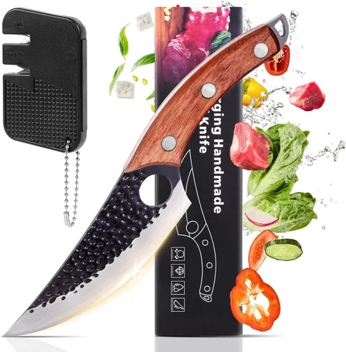 Cuchillo de chef de 11 pulgadas, cuchillo de cocina para deshuesar, cortar y cortar. Cuchillo de carne forjado a mano, cuchillo Deba, cuchillo