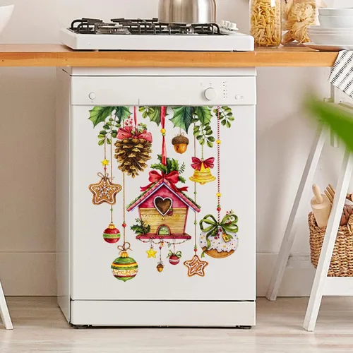 Miniatura 6 de Calcomanías de pared de Navidad, 1 unidad, calcomanías de pared de vinilo de Navidad, murales de pared extraíbles de Navidad, despegar y pegar