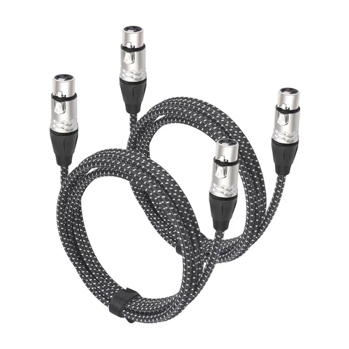 Miniatura 12 de Cable de micrófono XLR hembra a hembra de 6 pies, cables de conexión de micrófono equilibrados de 3 pines, cable DMX XLR hembra a hembra