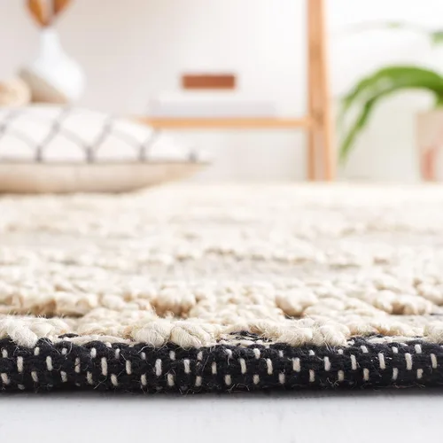 Miniatura 4 de SAFAVIEH Natural Fiber Collection NF383A - Alfombra de pasillo de 2 pies 3 pulgadas x 8 pies, color rubor y negro, tejido plano, diseño geométrico
