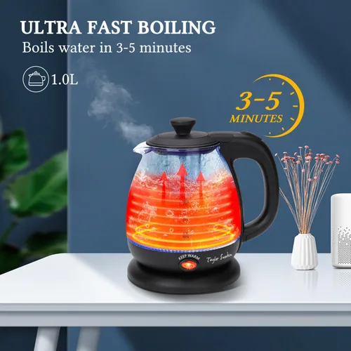 Miniatura 2 de Taylor Swoden Hervidor Eléctrico con Infusor de Té, Hervidor de Agua Eléctrico Pequeño de 1L con Mantenimiento de Calor, Hervidor de Agua Caliente