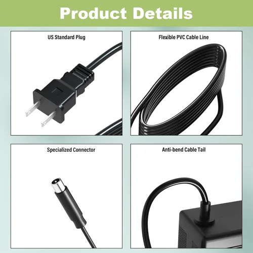 Miniatura 7 de Cargador de 42 V para batería de iones de litio Roinside de 36 V compatible con Roinside UP2, UP6, UP6-1, UP8, U2, P1 Power Apapter Cord