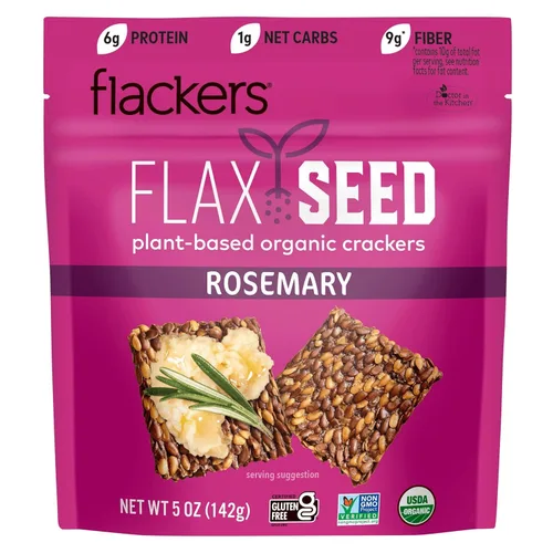 Miniatura 18 de Flackers Galletas de Multi-Semillas Cheeze-Pleaze Orgánicas, Paquete de 1 de 4 onzas, Sin Gluten, Sin GMO, Veganas, Botana Keto, 8g de Fibra, 3g