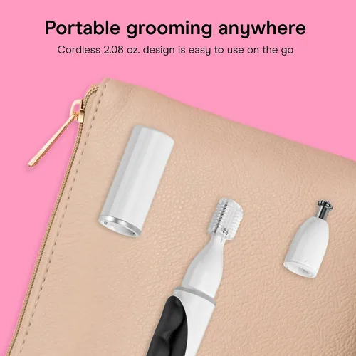 Miniatura 5 de Conair GIRLBOMB Recortador de Pelo de Nariz para Mujeres, Eliminación de Vello Facial para Mujeres Funciona con Pilas, Hoja Biselada 360°